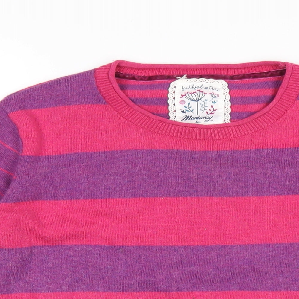 MANTARAY PRODUCTS Womens Purple Round Neck Striped Nylon Pullover Jumper Size 12