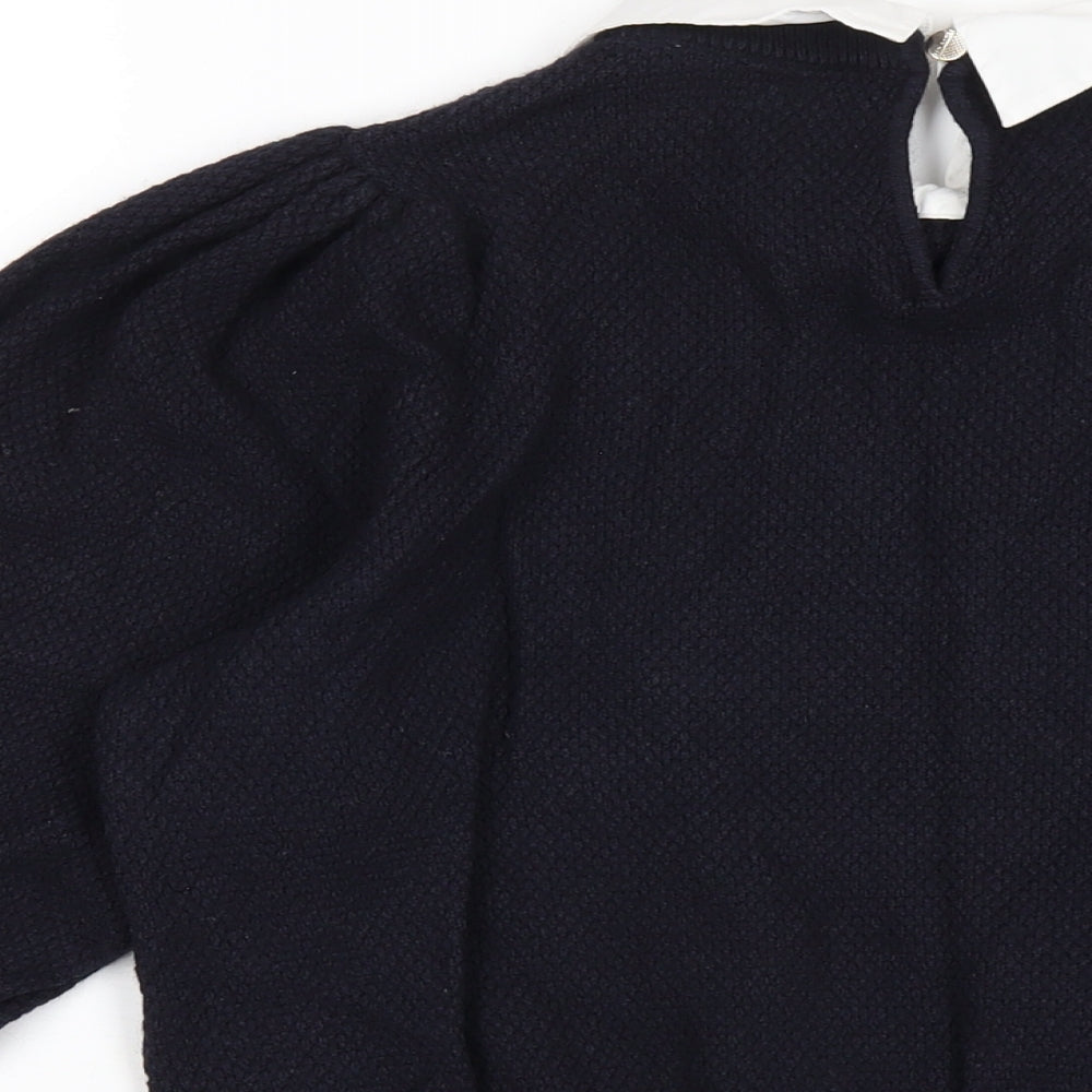 Ted Baker Womens Blue Collared Cotton Pullover Jumper Size 10