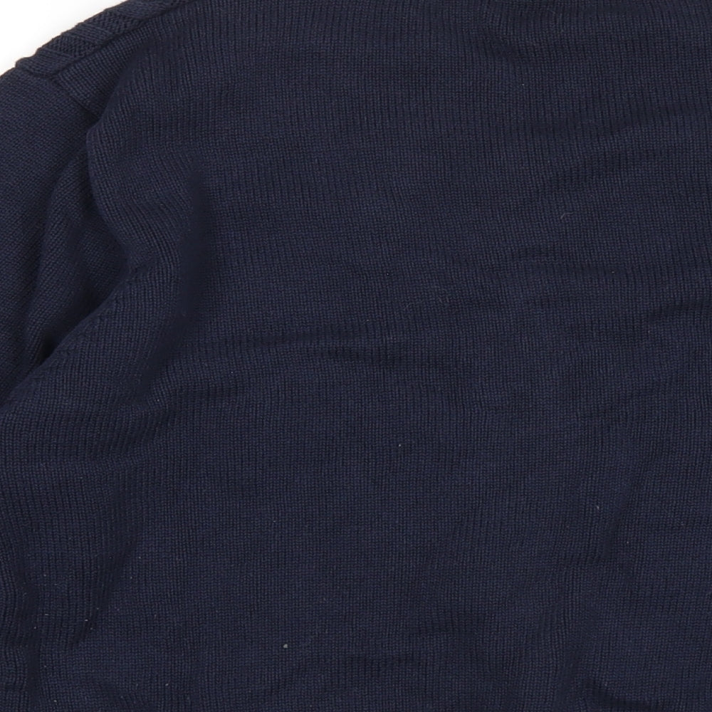 Charcoal Womens Blue V-Neck Cotton Pullover Jumper Size M