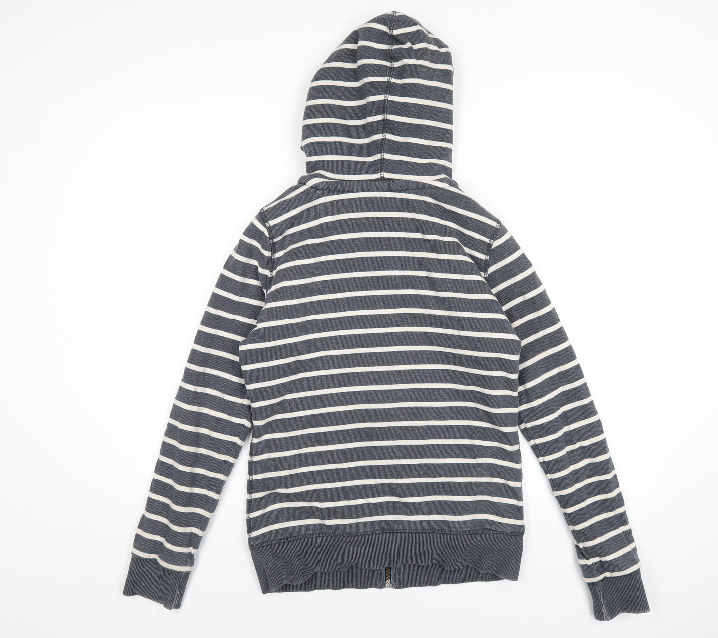 Fat Face Womens Blue Striped Cotton Full Zip Hoodie Size 10 Zip