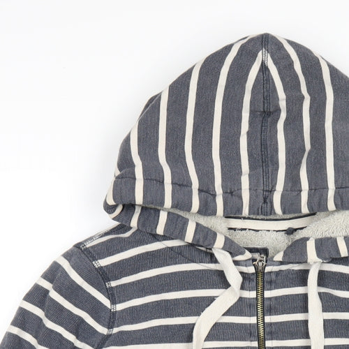 Fat Face Womens Blue Striped Cotton Full Zip Hoodie Size 10 Zip