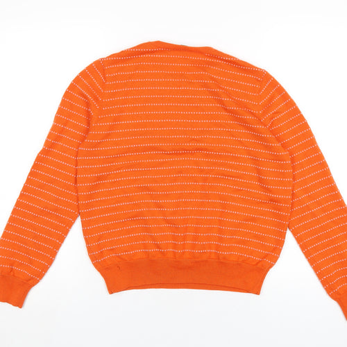 COS Womens Orange Round Neck Striped Wool Pullover Jumper Size M