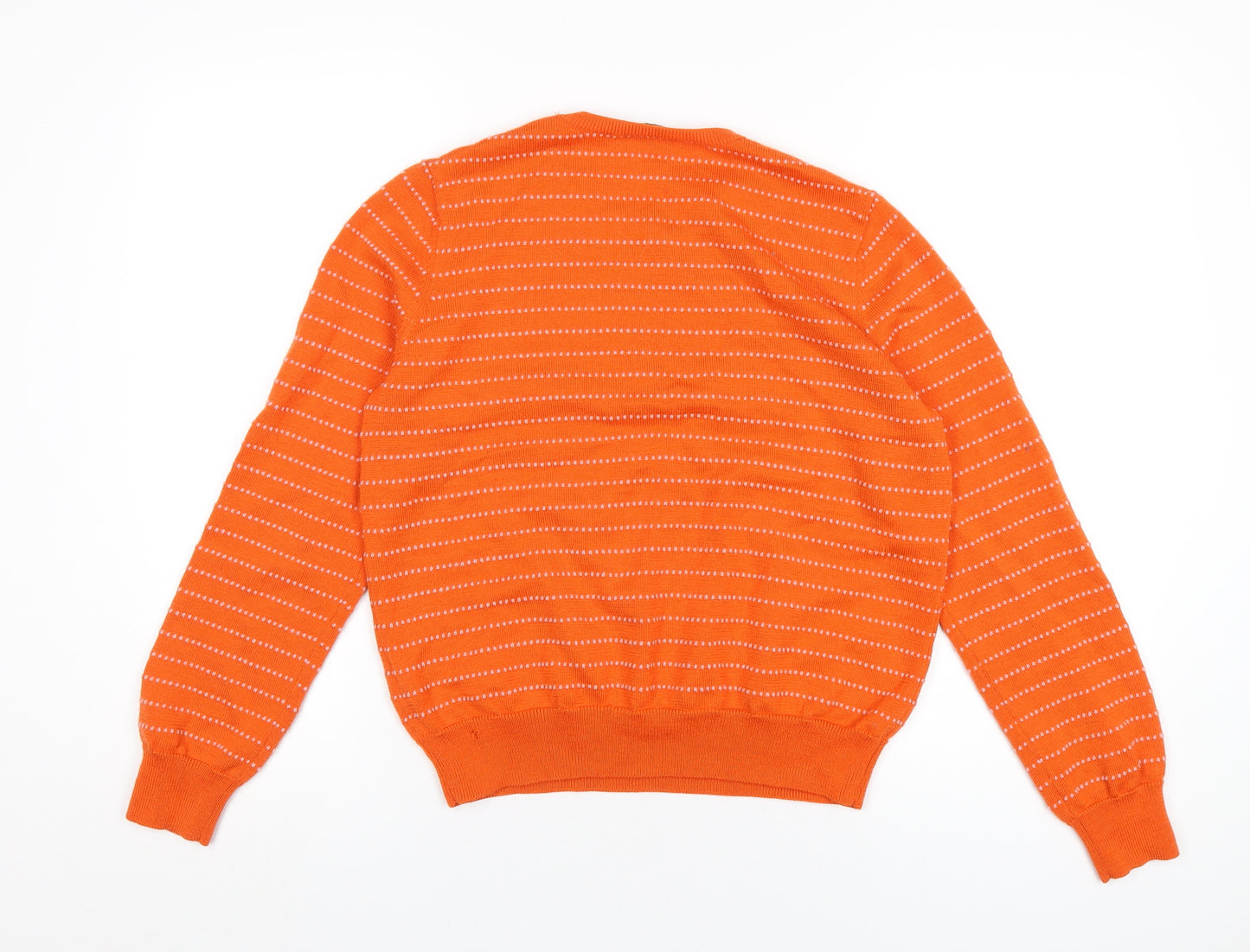 COS Womens Orange Round Neck Striped Wool Pullover Jumper Size M