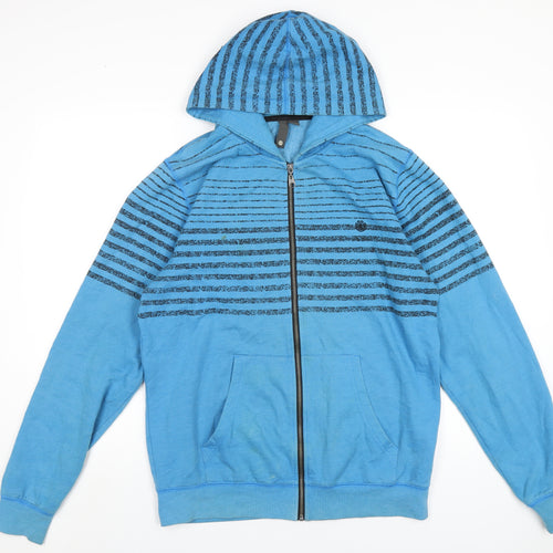 Element Mens Blue Striped Cotton Full Zip Hoodie Size L