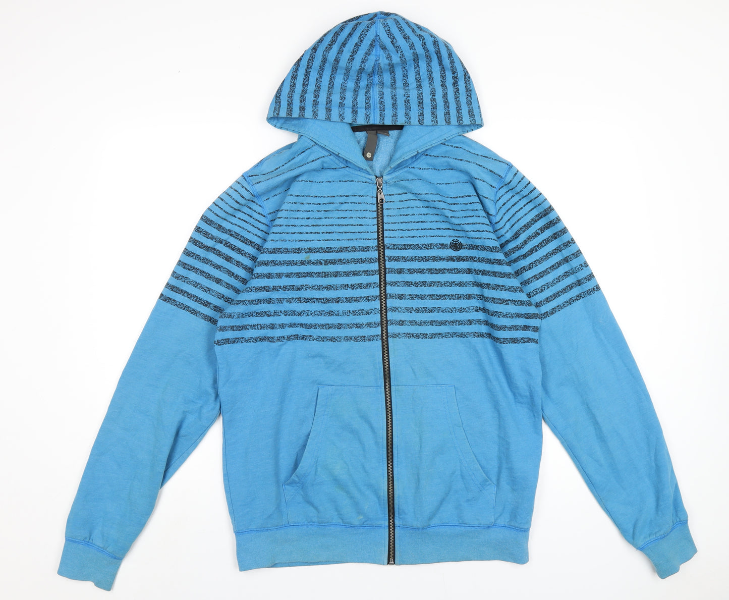 Element Mens Blue Striped Cotton Full Zip Hoodie Size L