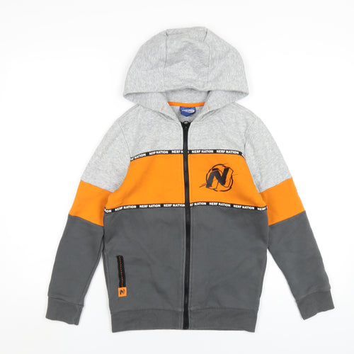 NERF Boys Grey Cotton Full Zip Hoodie Size 9-10 Years Zip