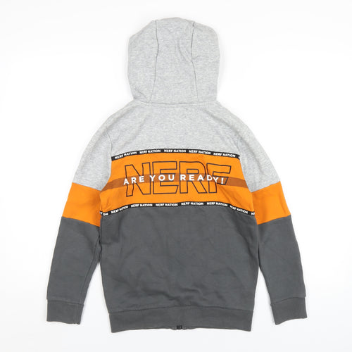 NERF Boys Grey Cotton Full Zip Hoodie Size 9-10 Years Zip