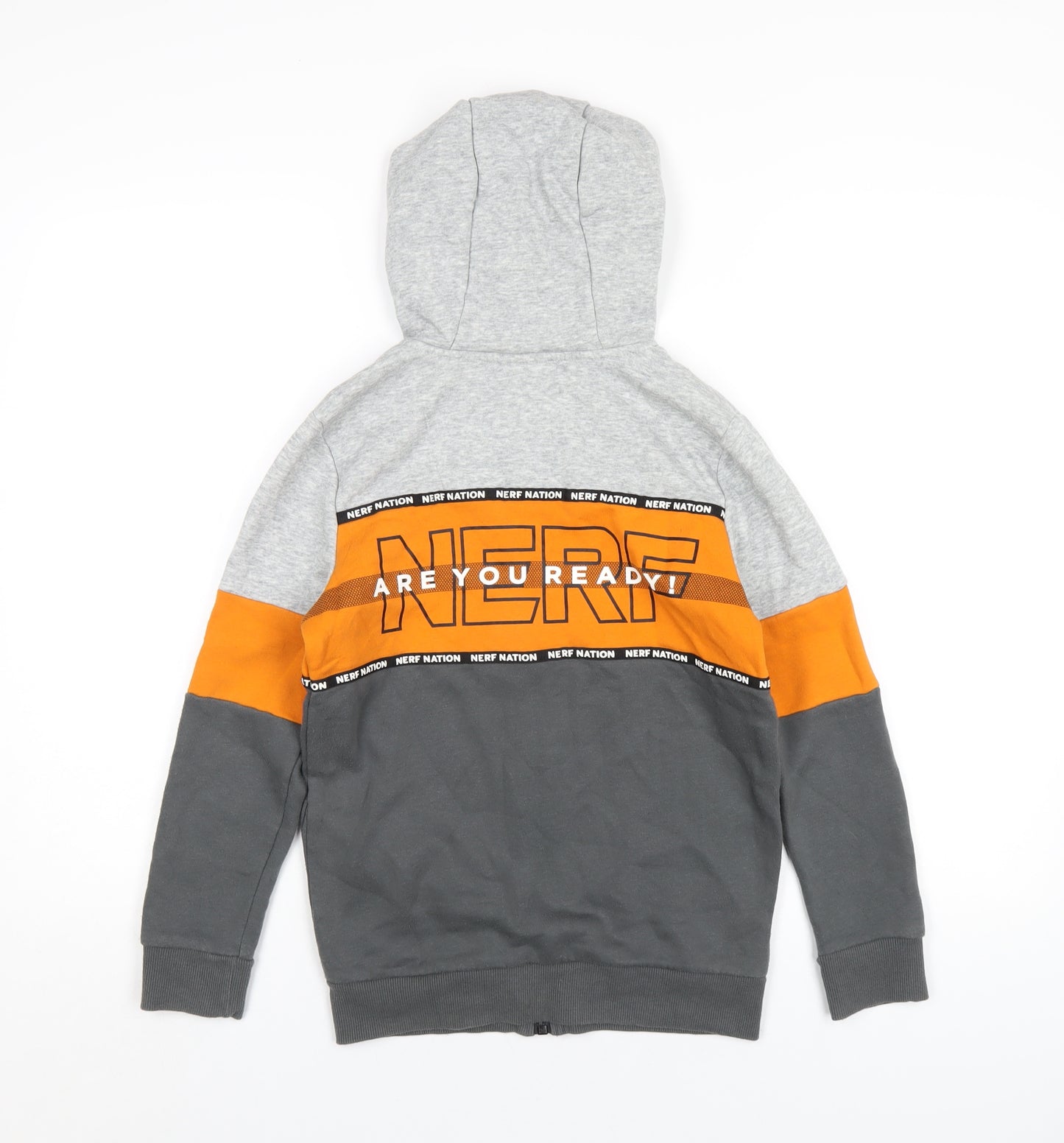 NERF Boys Grey Cotton Full Zip Hoodie Size 9-10 Years Zip