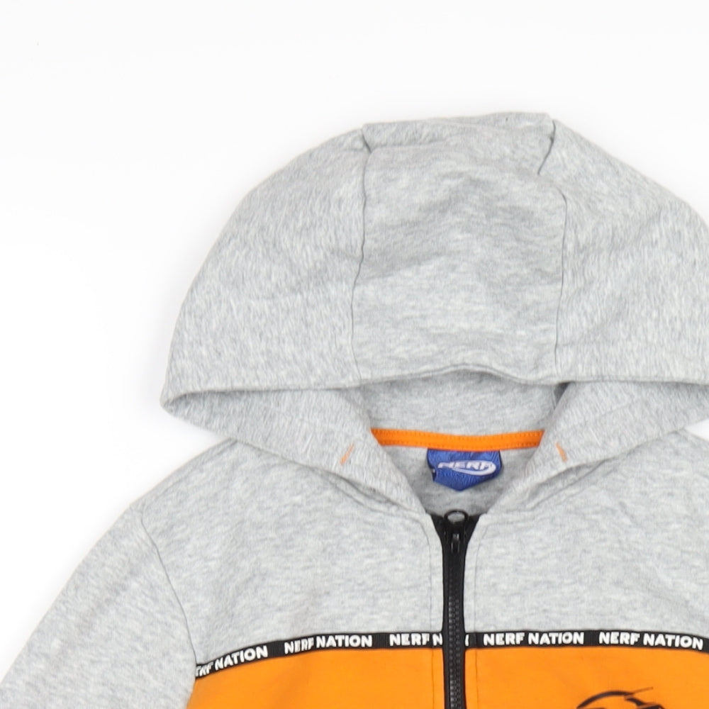 NERF Boys Grey Cotton Full Zip Hoodie Size 9-10 Years Zip