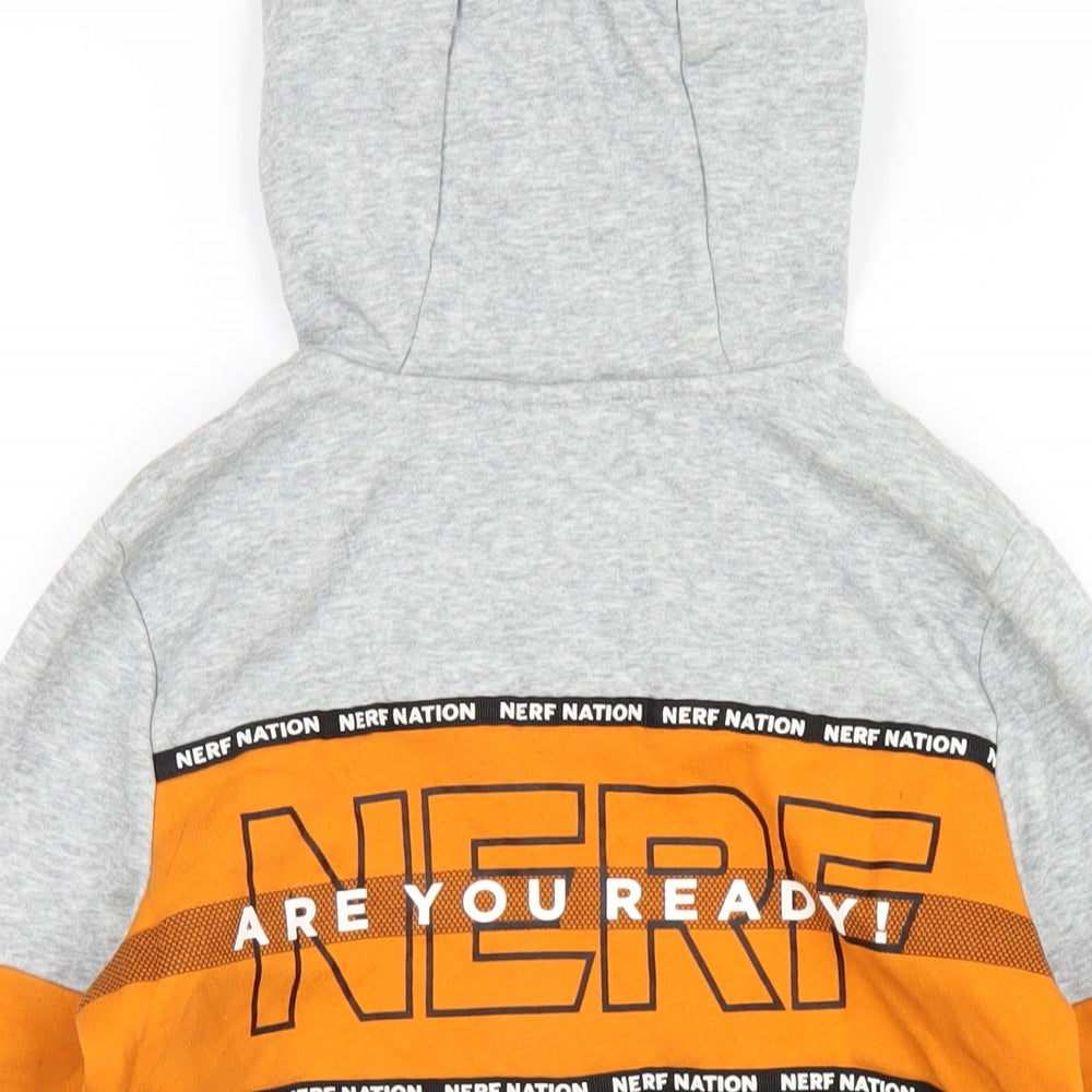 NERF Boys Grey Cotton Full Zip Hoodie Size 9-10 Years Zip