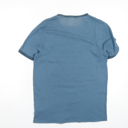 Farah Mens Blue Cotton T-Shirt Size M Round Neck