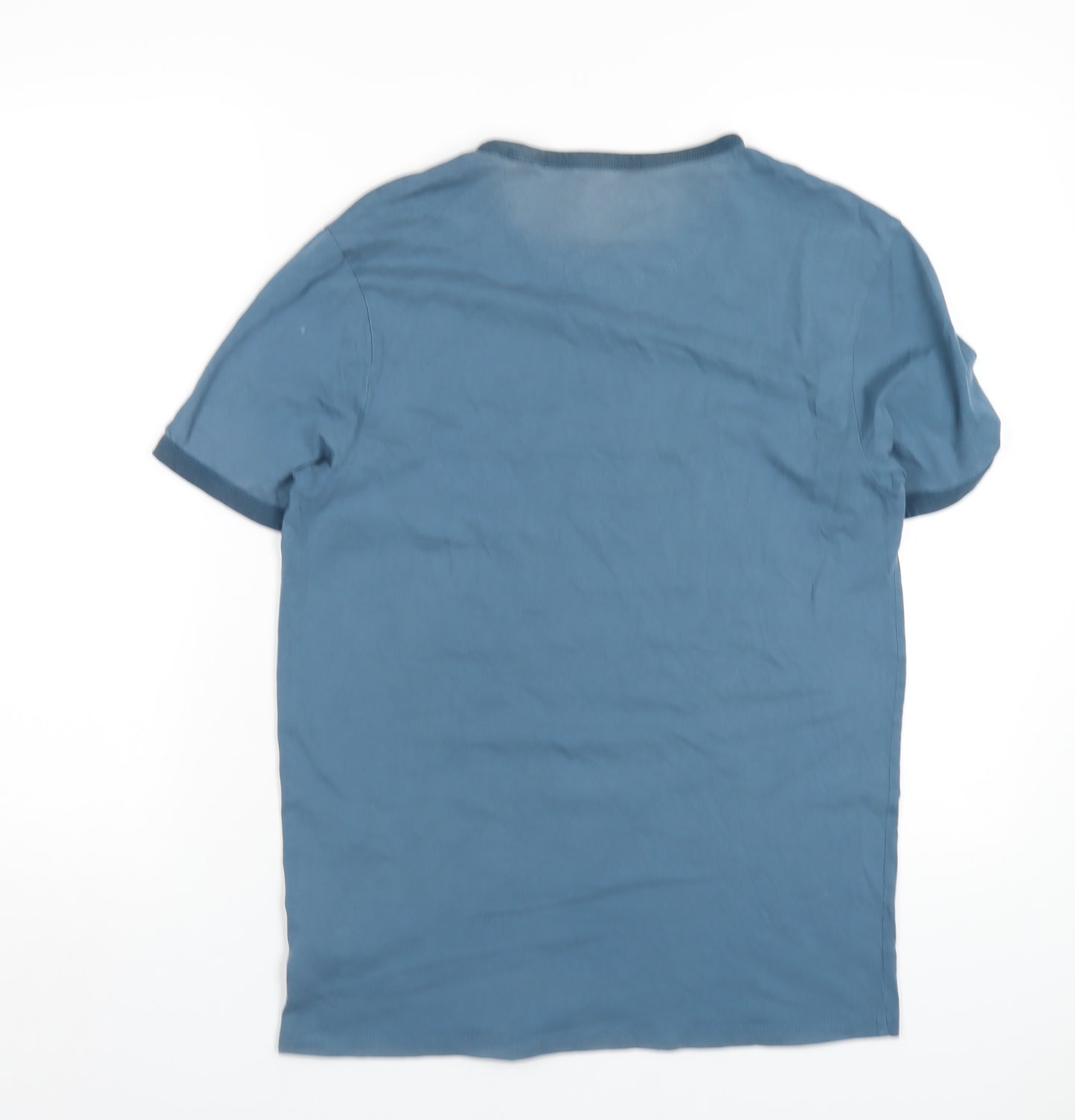 Farah Mens Blue Cotton T-Shirt Size M Round Neck