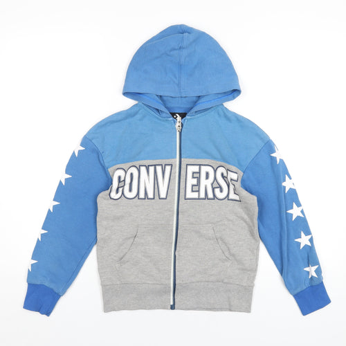 Converse Boys Grey Cotton Full Zip Hoodie Size 8-9 Years Zip