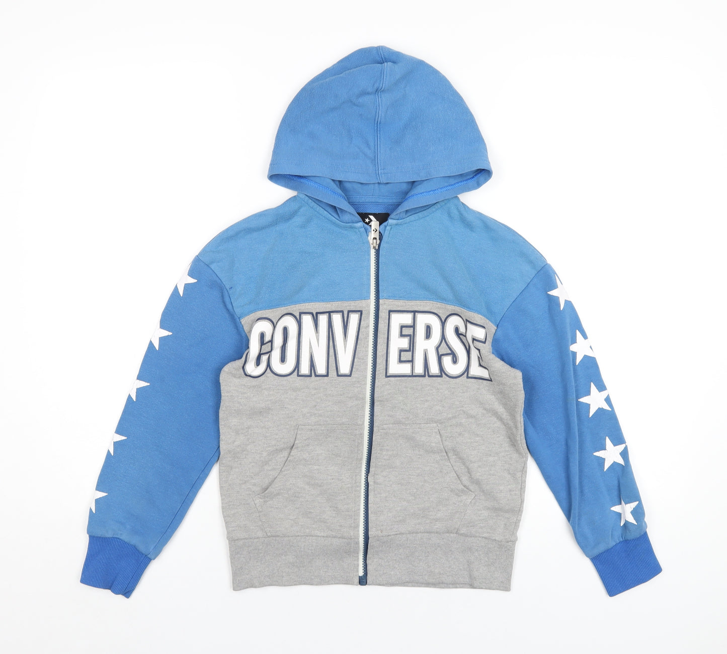 Converse Boys Grey Cotton Full Zip Hoodie Size 8-9 Years Zip