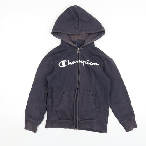 Champion Boys Blue Cotton Full Zip Hoodie Size 9-10 Years Zip