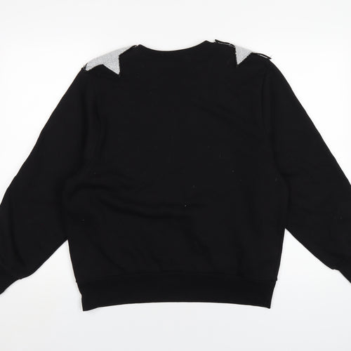 Mango Womens Black Cotton Pullover Sweatshirt Size S Pullover