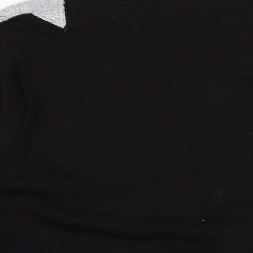 Mango Womens Black Cotton Pullover Sweatshirt Size S Pullover