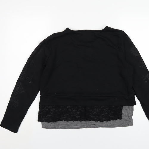 Desigual Womens Black Cotton Pullover Sweatshirt Size L Pullover