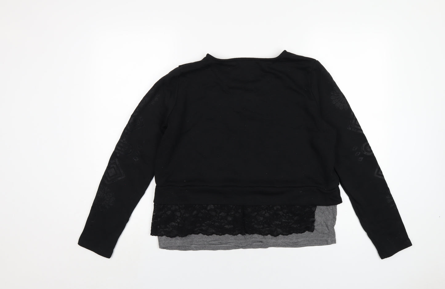 Desigual Womens Black Cotton Pullover Sweatshirt Size L Pullover