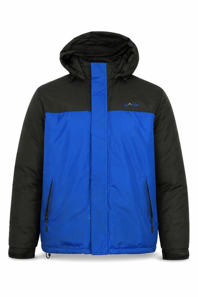 Front view of Granite men’s black jacket, size L, zip