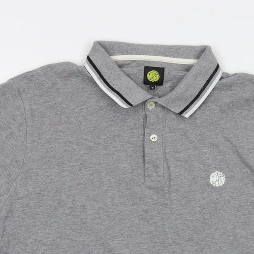 Pretty Green Mens Grey Cotton Polo Size M Collared Button