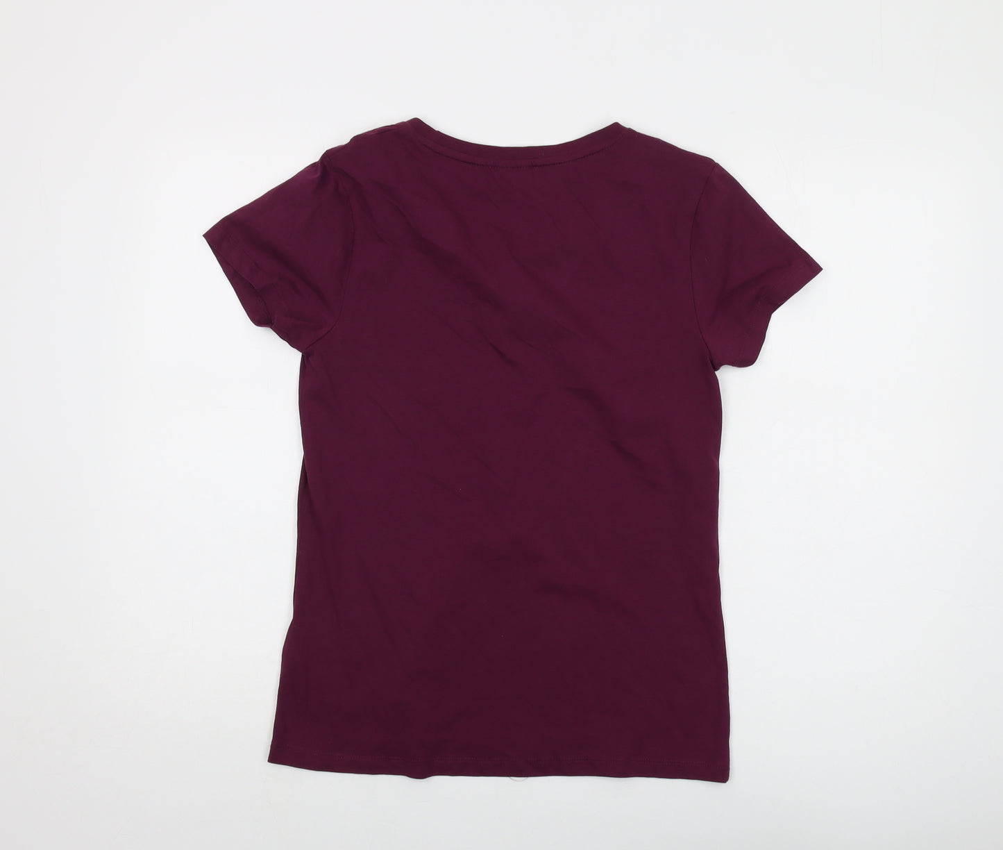 Kronos Womens Purple Cotton Basic T-Shirt Size M Round Neck