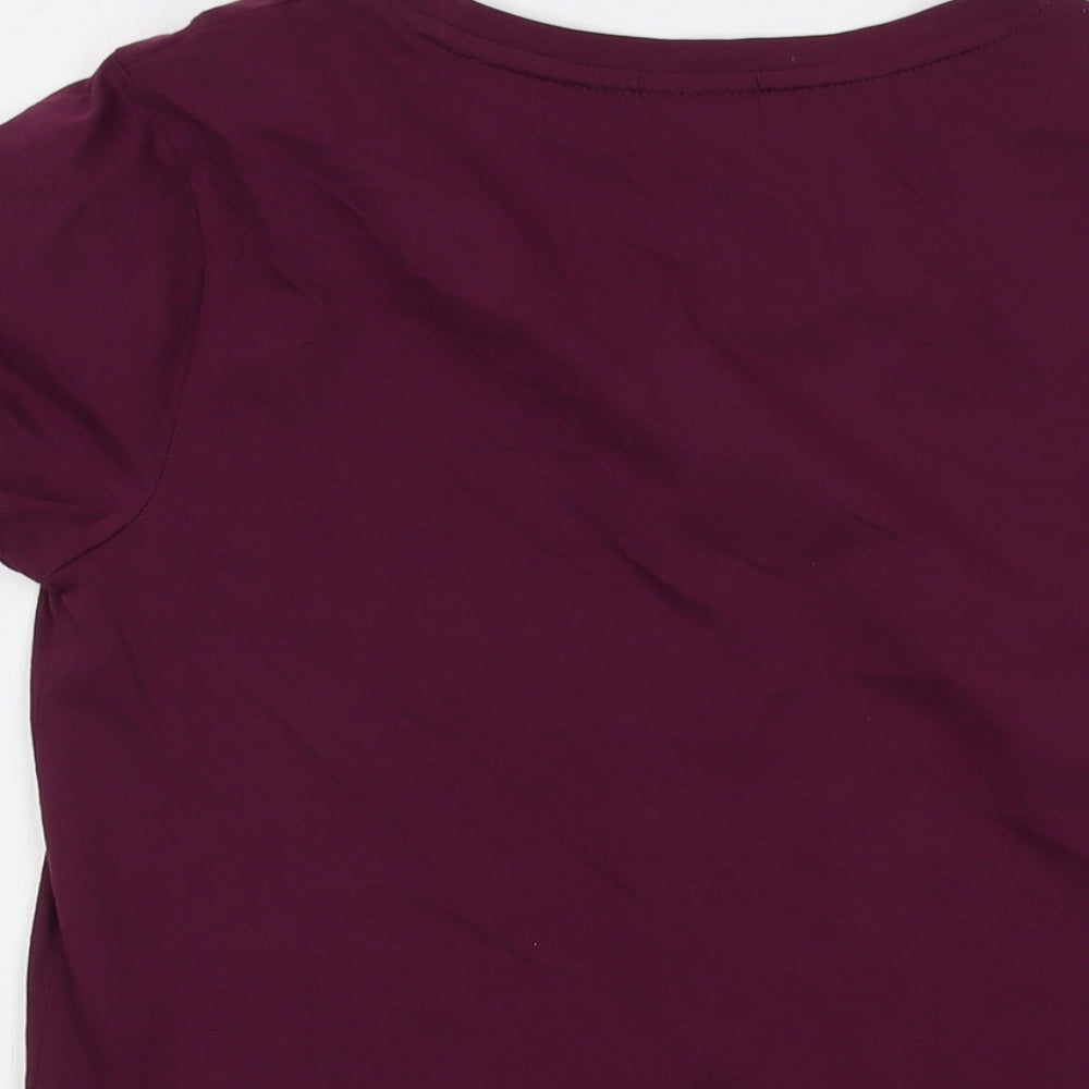 Kronos Womens Purple Cotton Basic T-Shirt Size M Round Neck