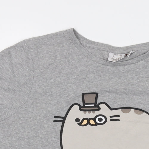 Pusheen Womens Grey Polyester Basic T-Shirt Size 20 Crew Neck - Unicorn