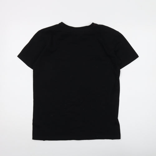 Stranger Things Boys Black Cotton Basic T-Shirt Size 14-15 Years Crew Neck Pullover - Logo