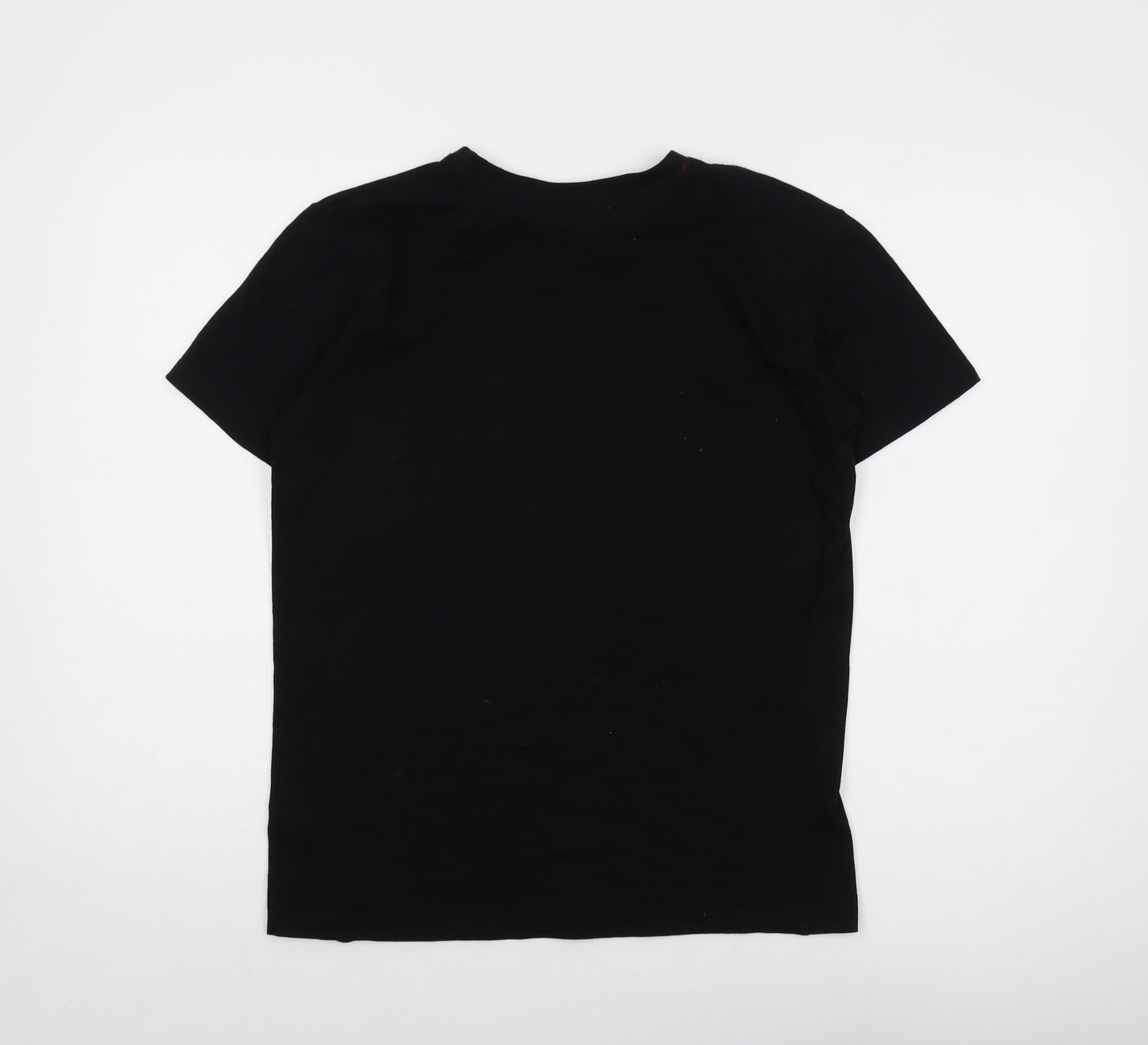 Stranger Things Boys Black Cotton Basic T-Shirt Size 14-15 Years Crew Neck Pullover - Logo