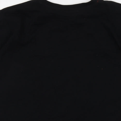 Stranger Things Boys Black Cotton Basic T-Shirt Size 14-15 Years Crew Neck Pullover - Logo