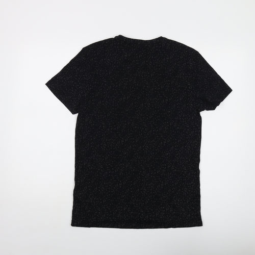 Label Lab Mens Black Geometric Cotton T-Shirt Size S Crew Neck