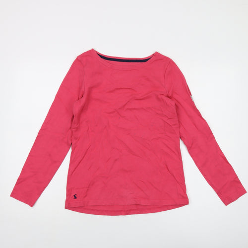 Joules Womens Pink Cotton Basic T-Shirt Size 8 Round Neck