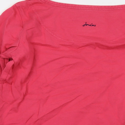 Joules Womens Pink Cotton Basic T-Shirt Size 8 Round Neck