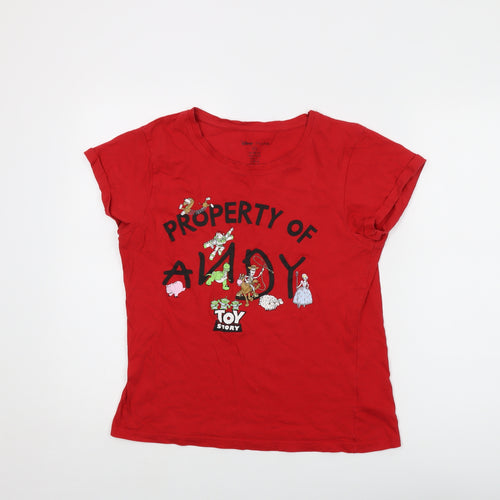 Disney Womens Red Cotton Basic T-Shirt Size XS Round Neck - Toy Story