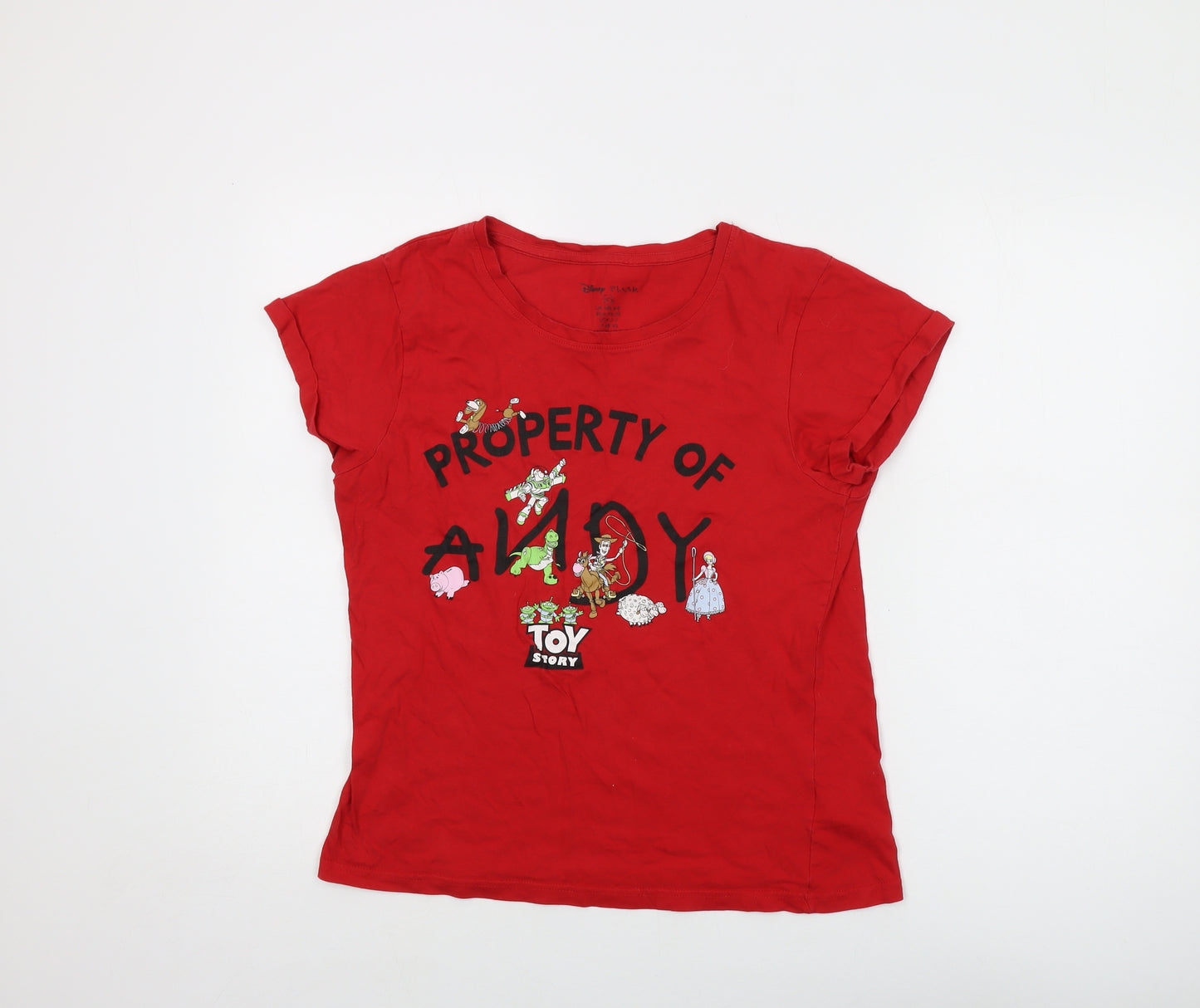 Disney Womens Red Cotton Basic T-Shirt Size XS Round Neck - Toy Story