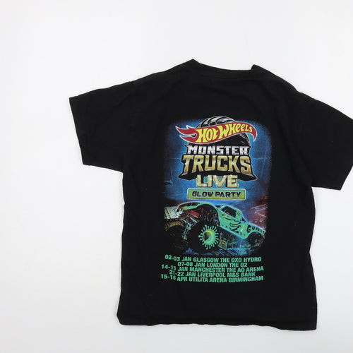 Hot Wheels Boys Black Cotton Basic T-Shirt Size 9-10 Years Crew Neck Pullover