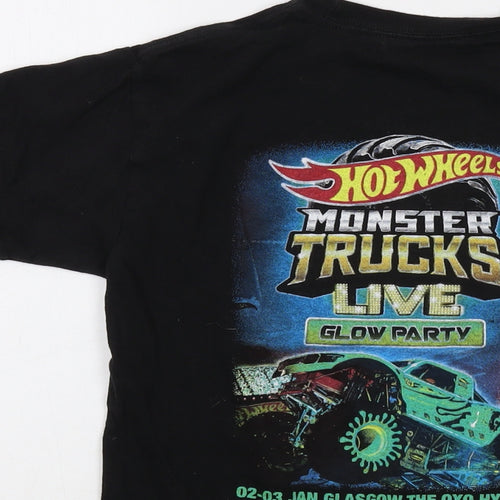 Hot Wheels Boys Black Cotton Basic T-Shirt Size 9-10 Years Crew Neck Pullover