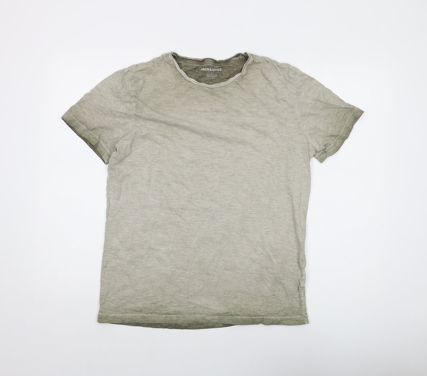 JACK & JONES Mens Green Cotton T-Shirt Size M Round Neck