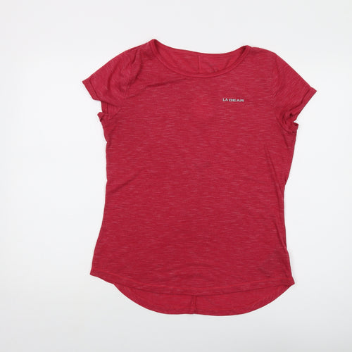 LA Gear Womens Red Polyester Basic T-Shirt Size 10 Round Neck