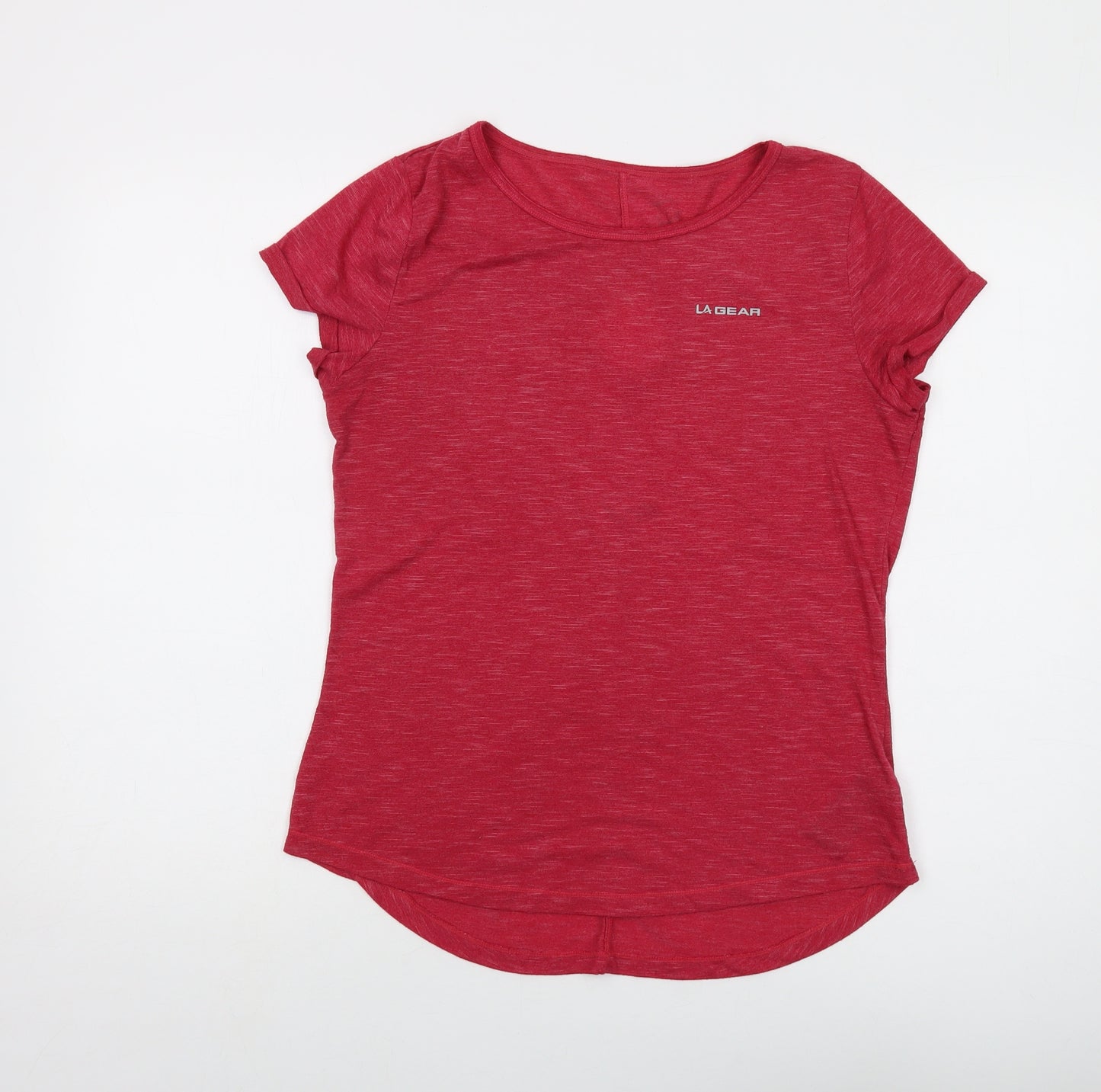 LA Gear Womens Red Polyester Basic T-Shirt Size 10 Round Neck