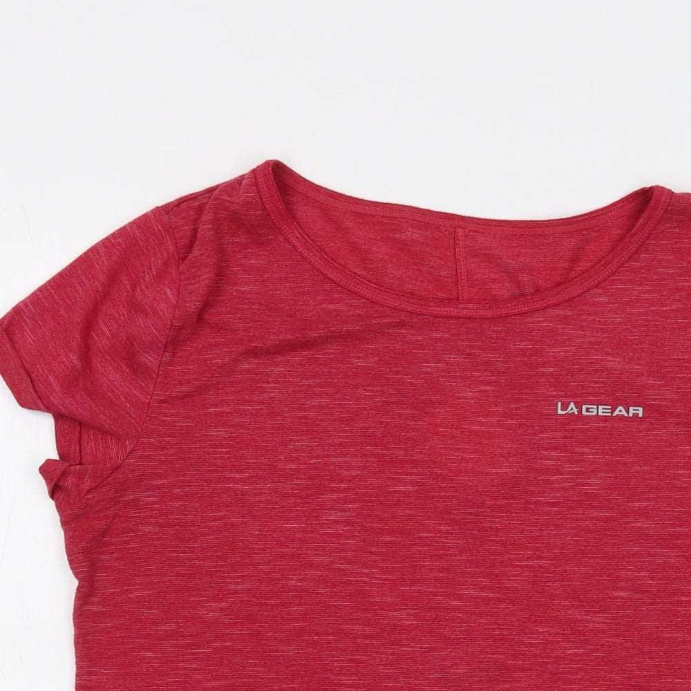 LA Gear Womens Red Polyester Basic T-Shirt Size 10 Round Neck