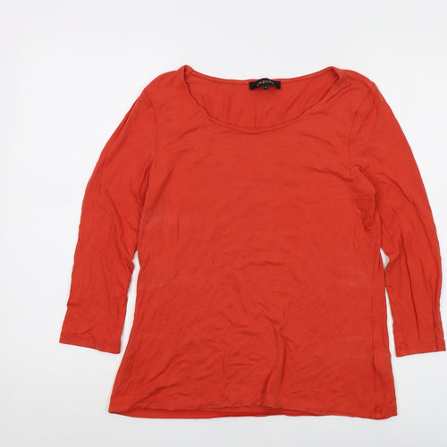 Jaeger Womens Orange Viscose Basic T-Shirt Size M Round Neck