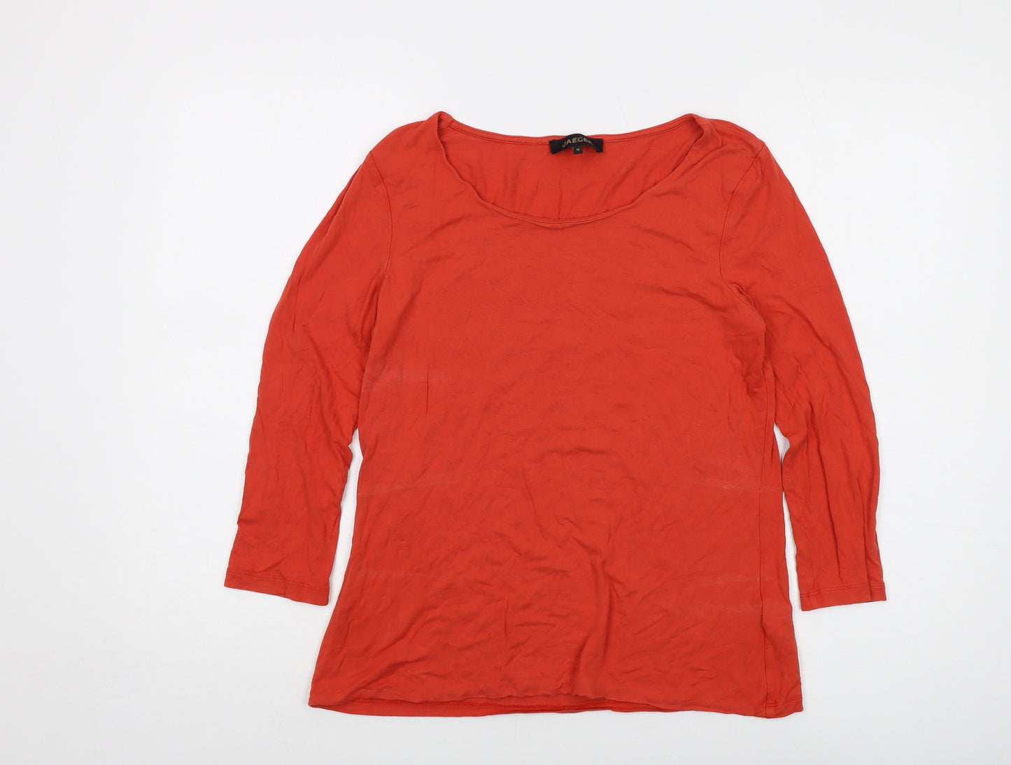 Jaeger Womens Orange Viscose Basic T-Shirt Size M Round Neck