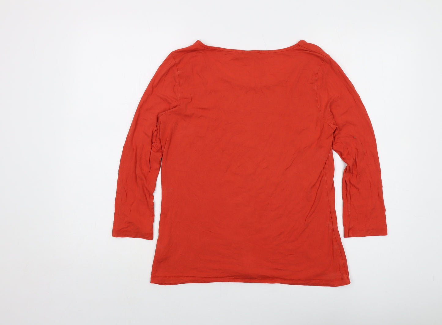 Jaeger Womens Orange Viscose Basic T-Shirt Size M Round Neck