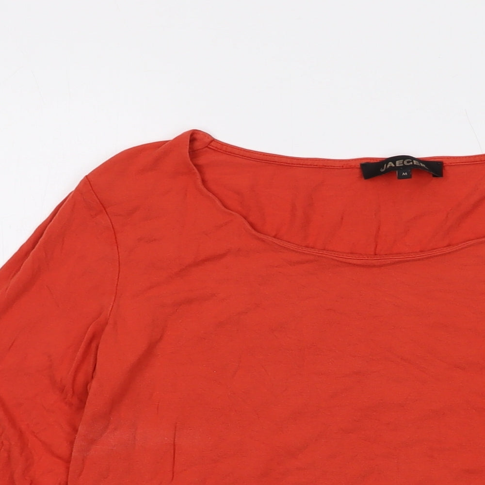 Jaeger Womens Orange Viscose Basic T-Shirt Size M Round Neck