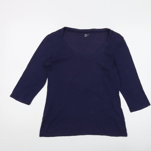 Gap Womens Blue Cotton Basic T-Shirt Size L Round Neck