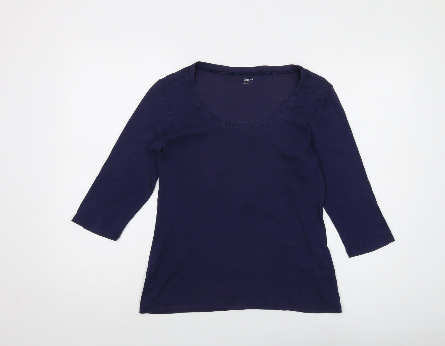 Gap Womens Blue Cotton Basic T-Shirt Size L Round Neck