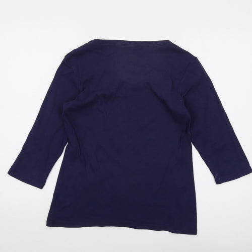 Gap Womens Blue Cotton Basic T-Shirt Size L Round Neck