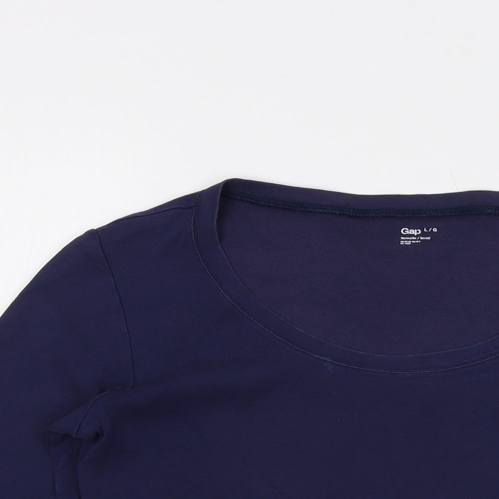 Gap Womens Blue Cotton Basic T-Shirt Size L Round Neck